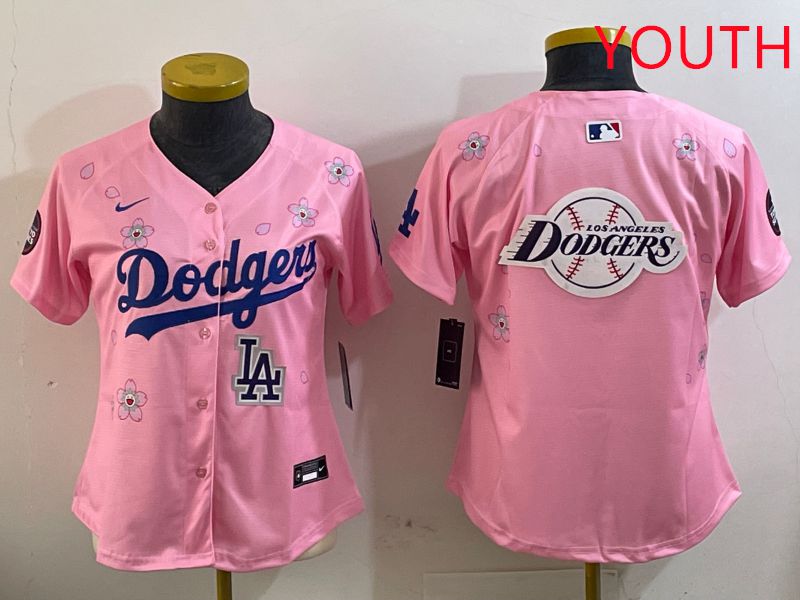 Youth Los Angeles Dodgers Blank Pink Sakura Edition 2025 Nike MLB Jersey style 29